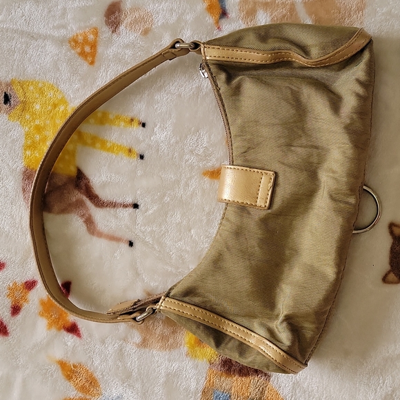 🤎 OLIVE GOLD SILVER VINTAGE Y2K XOXO SMALL SHOULDER HAND BAG - Picture 7 of 8